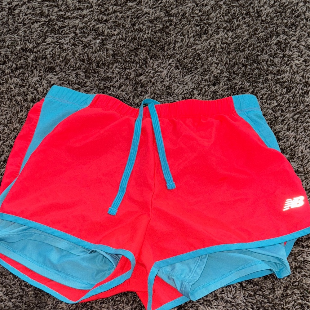 New Balance Red and Teal Running Shorts